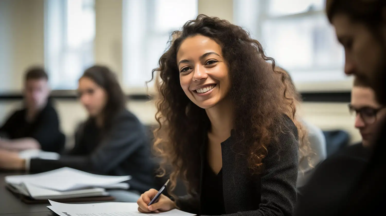 Photograph of an international law student taking an exam.