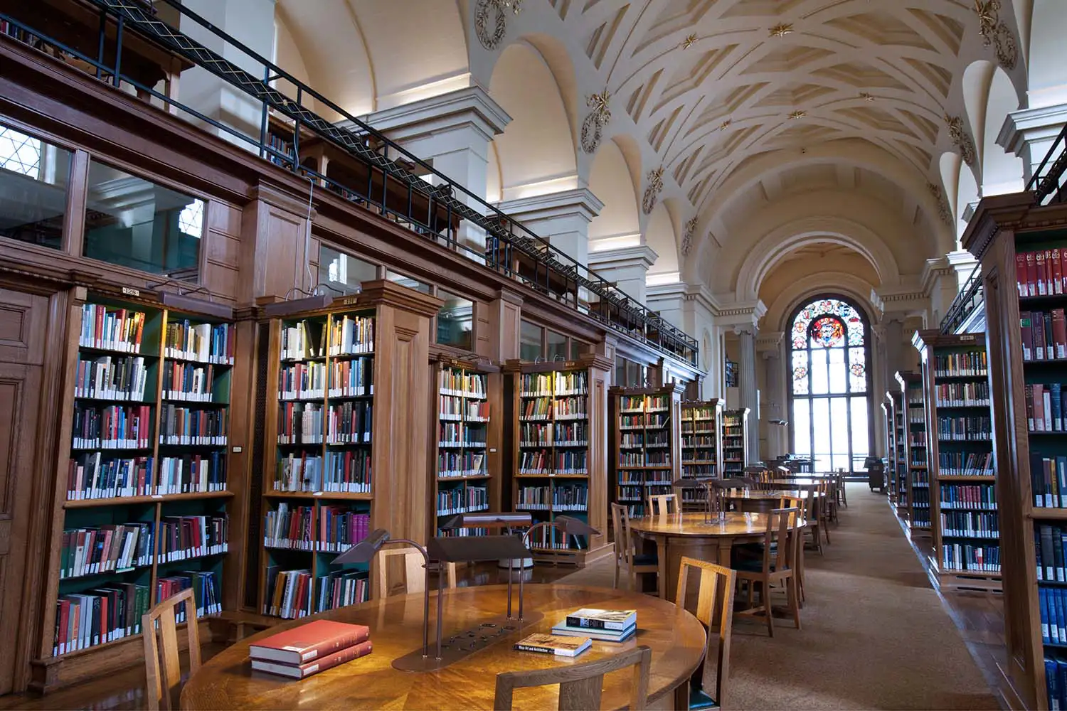 Photograph of Cambridge University Library law section.