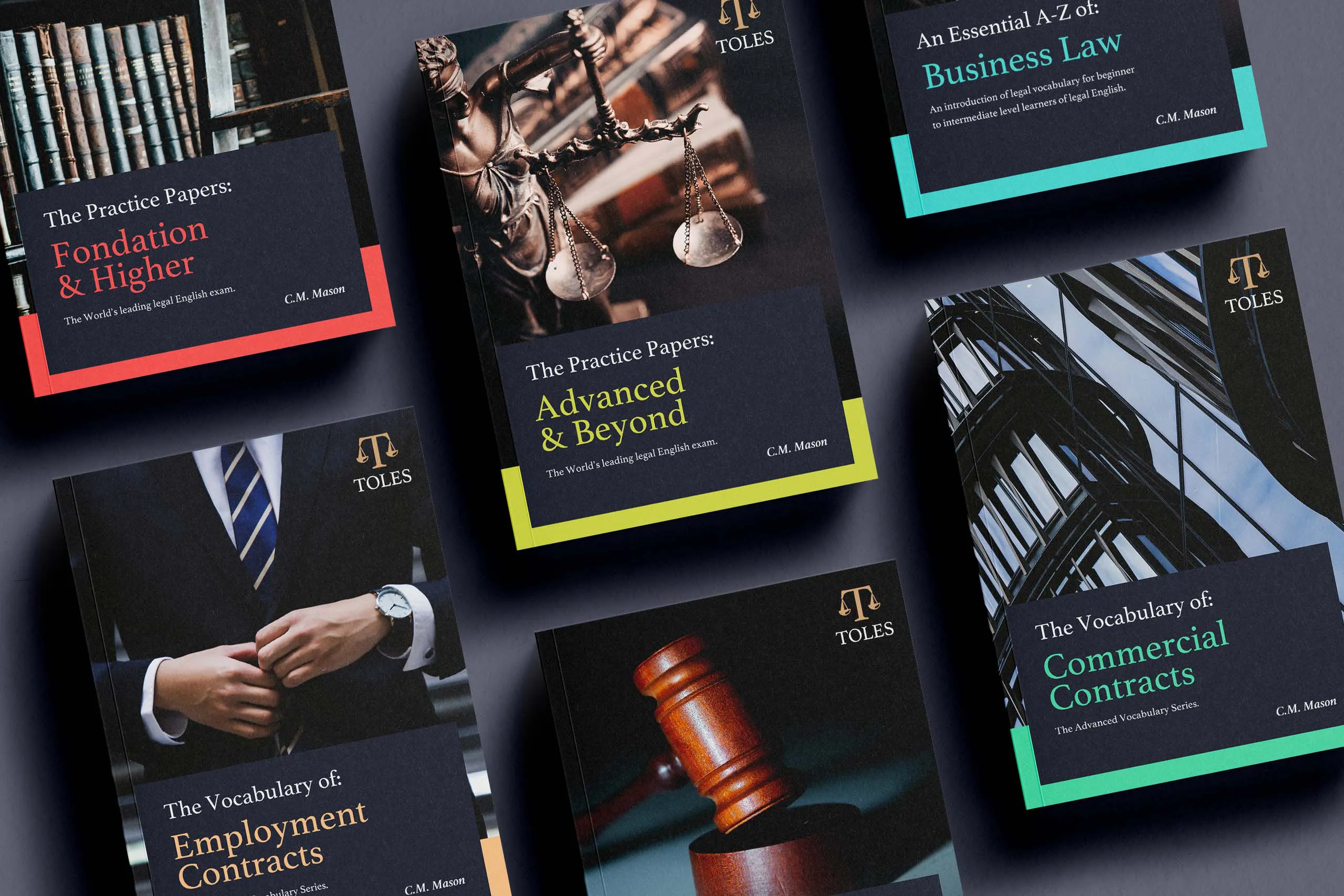 Book Designs for TOLES (Test of Legal English Skills) by Lee Mason, Freelance Graphic Designer, London.