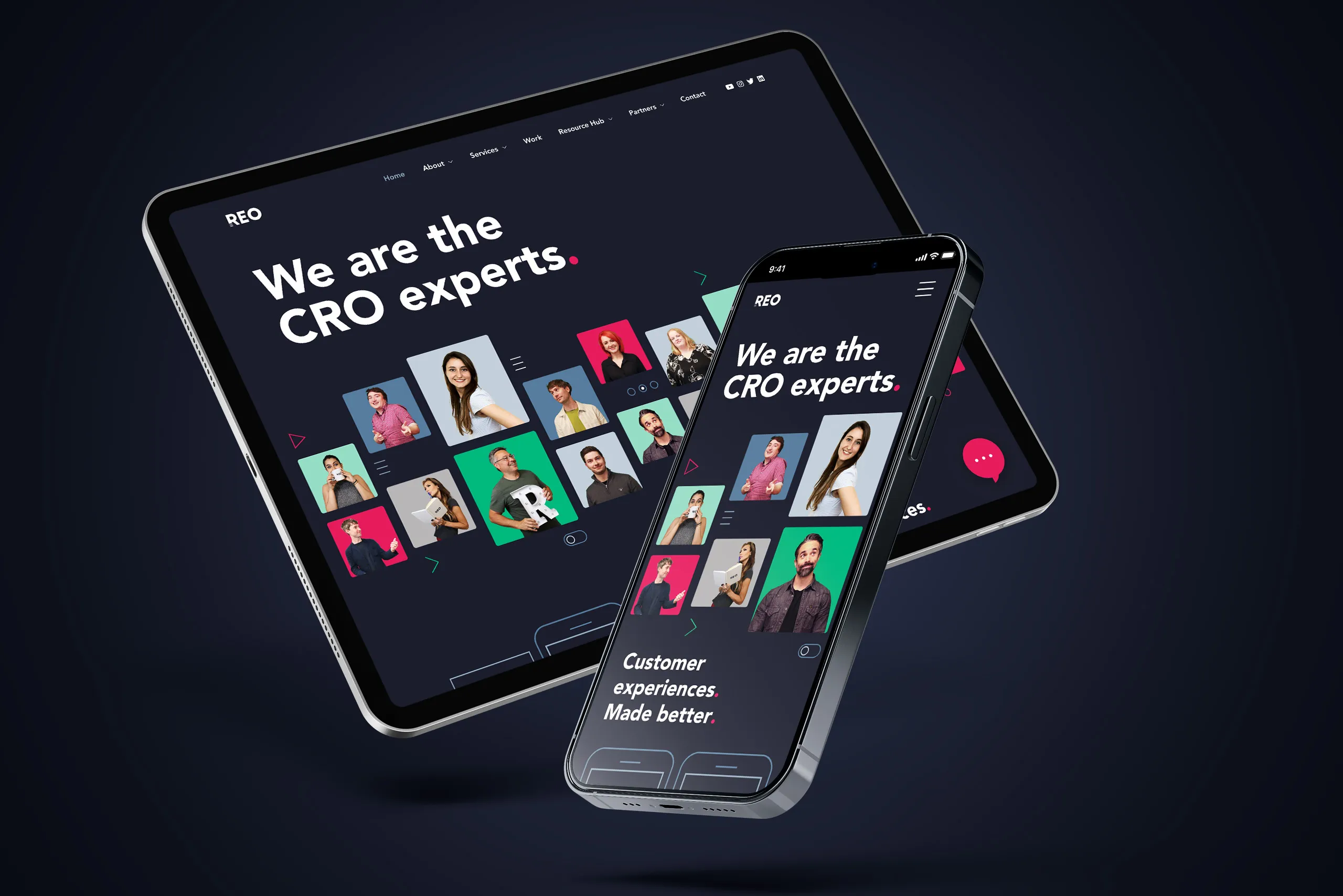 Mockup of a website design concept for REO Digital. Designed by web designer, Lee Mason, London.