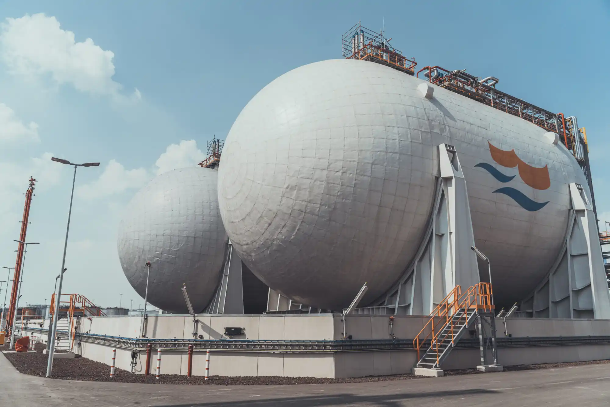 Photograph of 2 large energy storage terminals